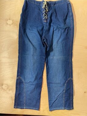 The Blues Dark Blue Denim Jeans with Lace-Up Waist 22 (SC)